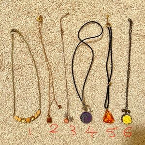 Necklaces from Anthropologie and Japanese boutique stores